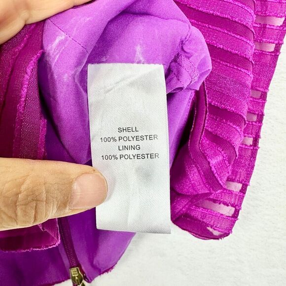 Anna Cate Batwing Top Size Small Fuschia Pink V-Neck Tonal Stripe Lined - Picture 7 of 7